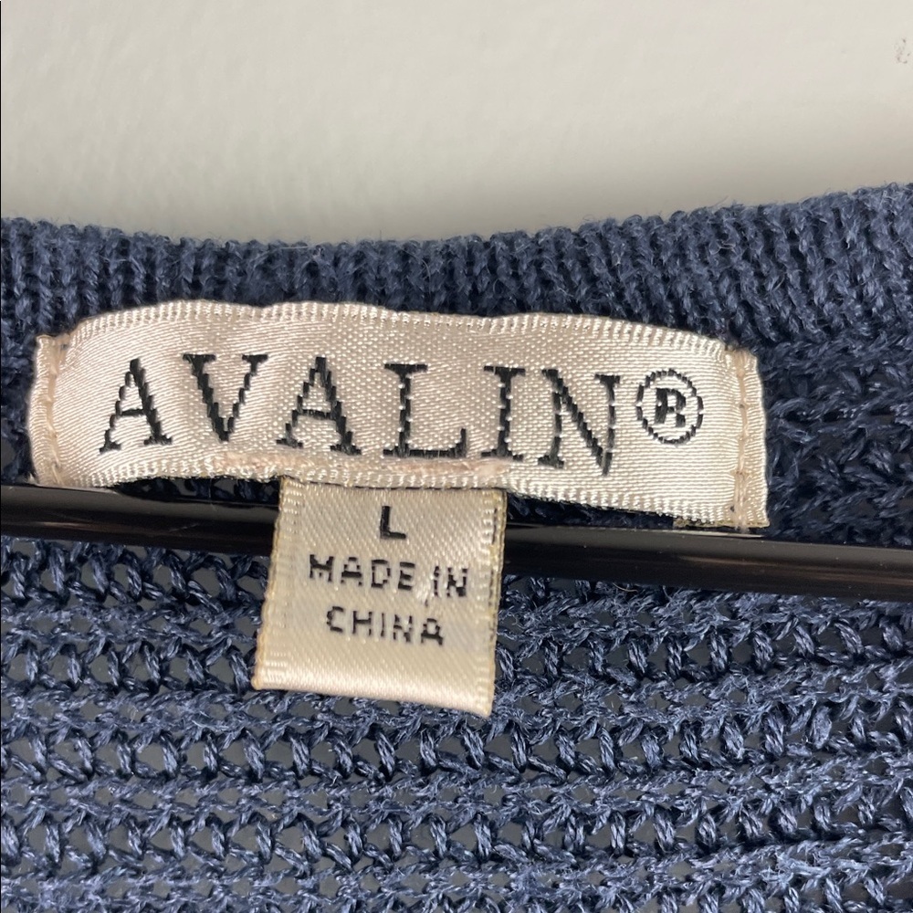 Avalin 100% Linen Navy Top Size L - Picture 6 of 8